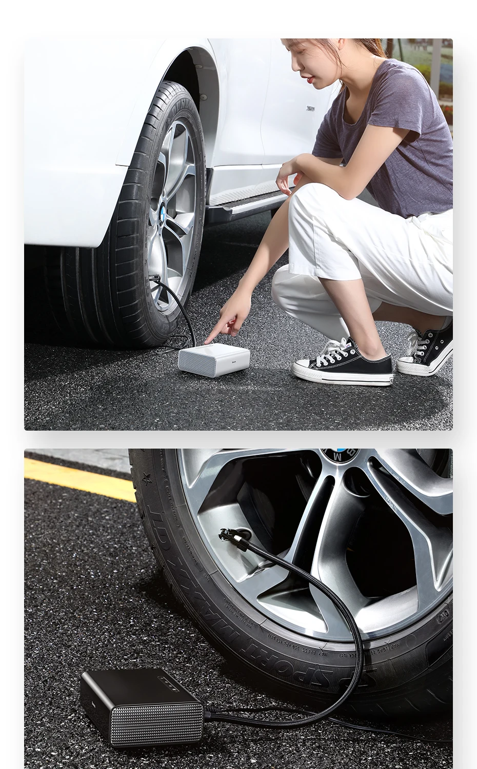 Baseus 12V Car Air Compressor Mini Tire Inflatable Pump For Car Electric Air Pump Compresor Portable Auto Pressure Tyre Inflator