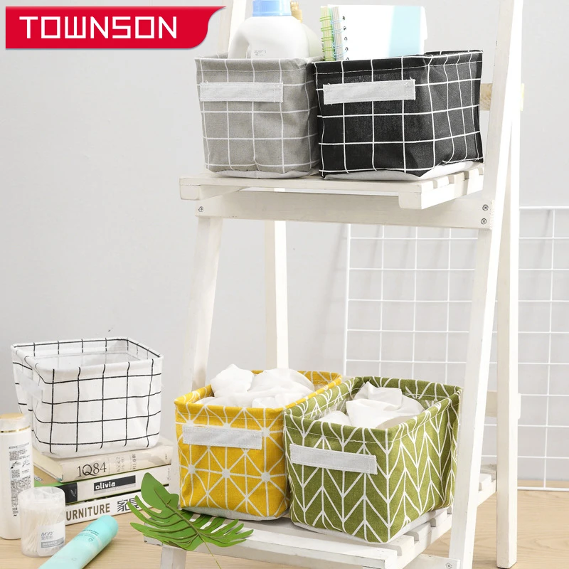 

linen desktop storage box Sundries Storage Basket Waterproof Toy Cosmetic Underware Storage Organizer Office Stationery Storage