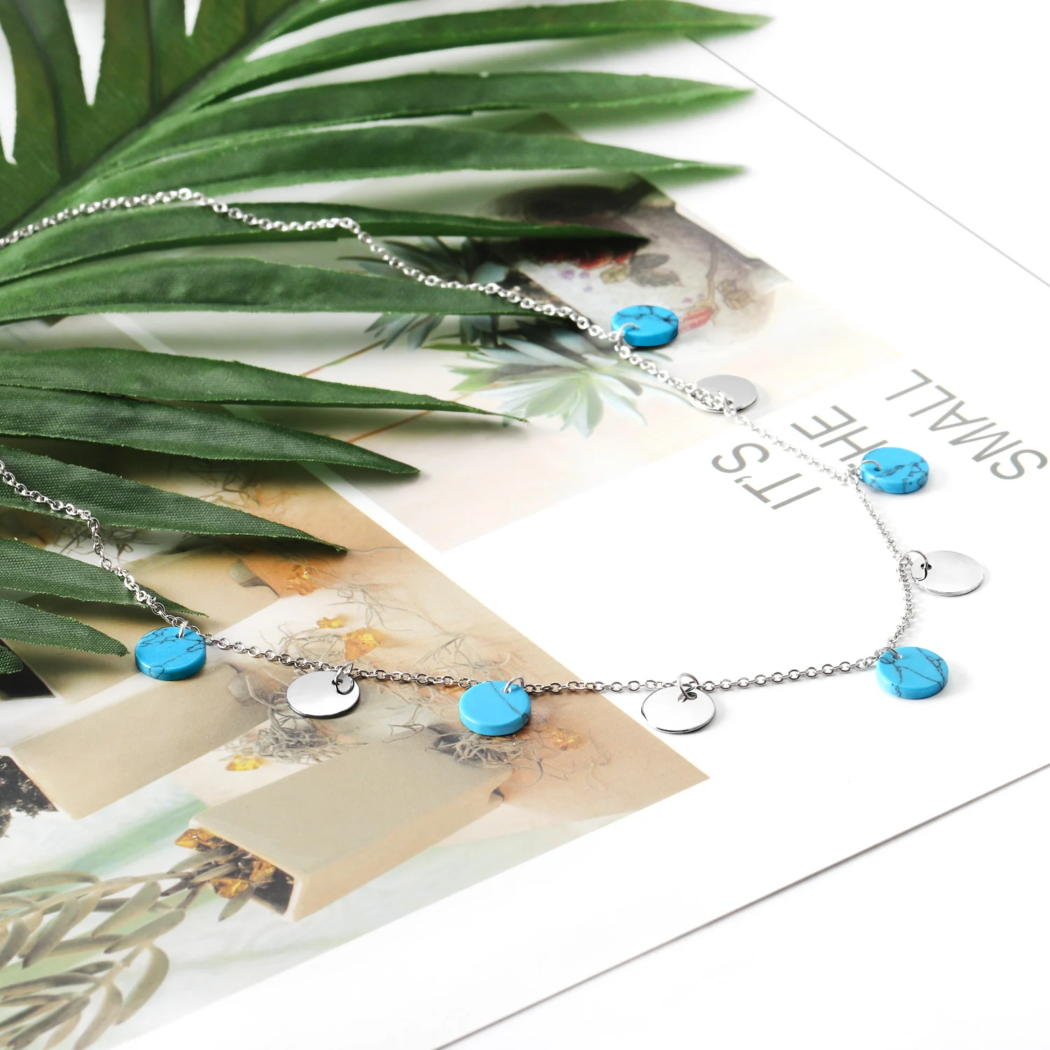 Модное колье LUXUSTEEL с подвеской 10 мм цвет серебристый ожерелье из нержавеющей