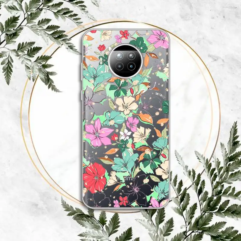 

Luxury 3D Relief Flower C Phone Case Transparent for Xiaomi Redmi note 10 t 8 9 pro lite 11