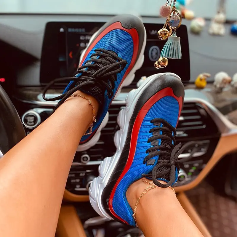 

Женская обувь на шнуровке; Дышащие кроссовки 2021 из сетчатого материала с подошвой из вулканизированной дамы Mix Цвет Женская Повседневная Уд...