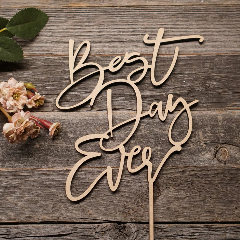 

Лучший день когда-либо свадебный торт Топпер свадебный душ лучший день когда-либо помолвка современный торт Топпер