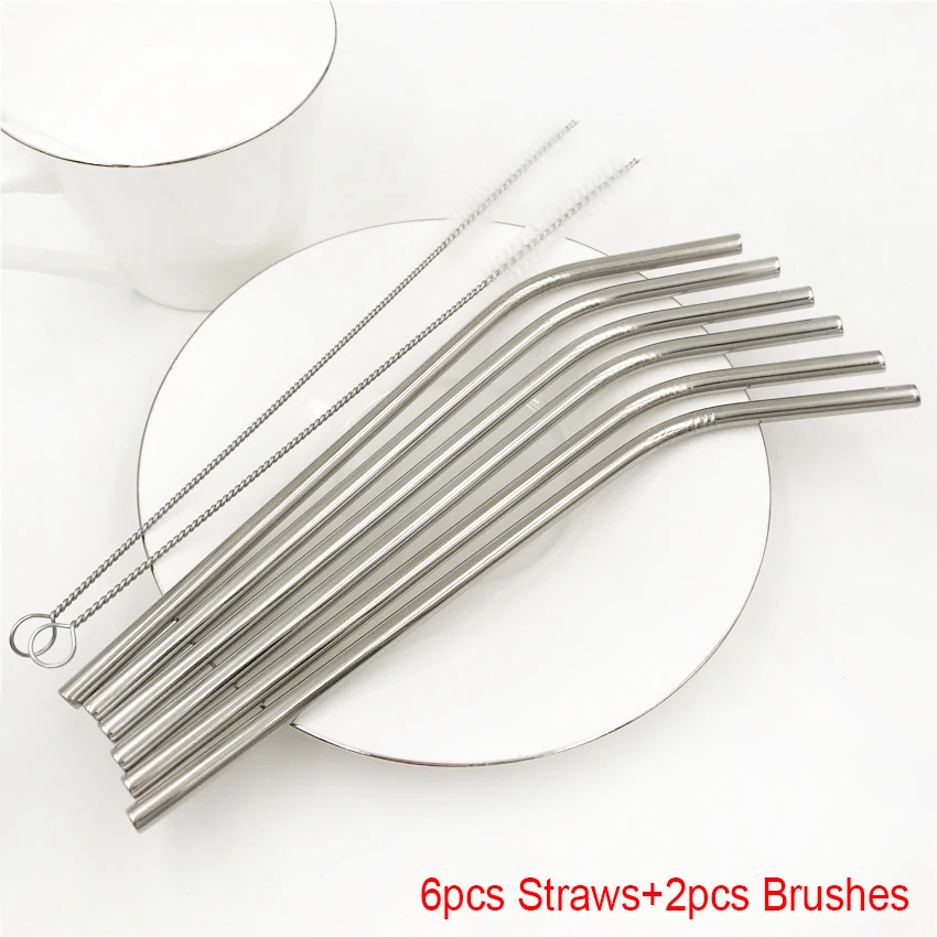 

16cm Short Drinking Straw For Kids Stainless Steel Straws Reusable Bent Straw Mug Coffee Child Drinking Straw with Cleaner Brush