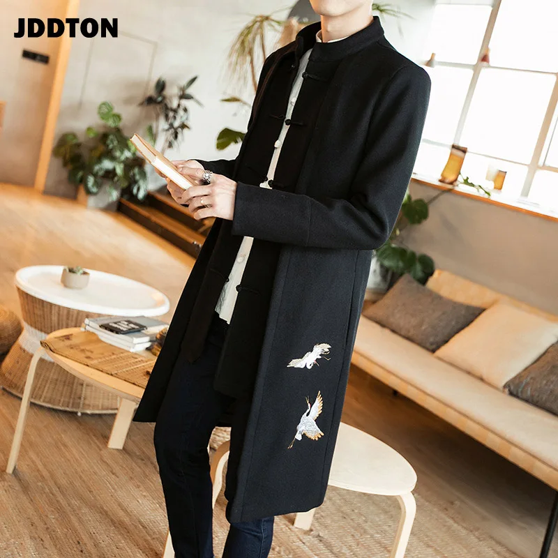 JDDTON Мужское пальто верхняя одежда вышивка Традиционная японская термальная