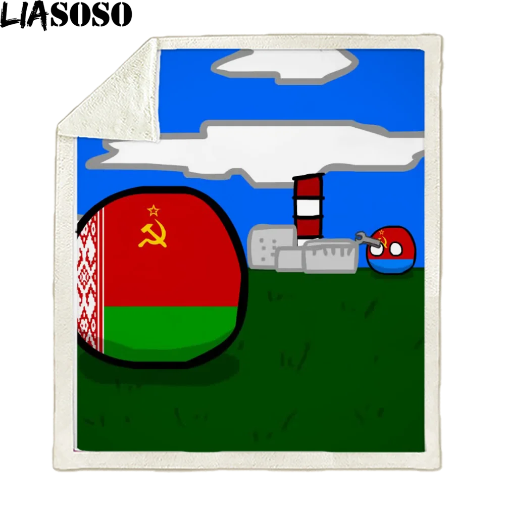 

LIASOSO Countryball 3D Print Throw Blankets Plaid Anime Polandballs Ball Ussr Germany National Balls Bedding Set Luxury Blanket