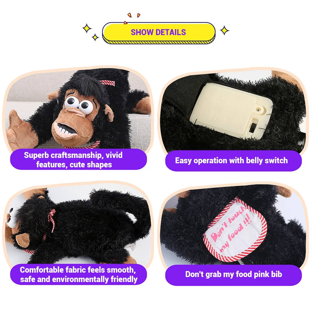 Магнитный контроль забавная игрушка в виде обезьяны электрическая плюшевая