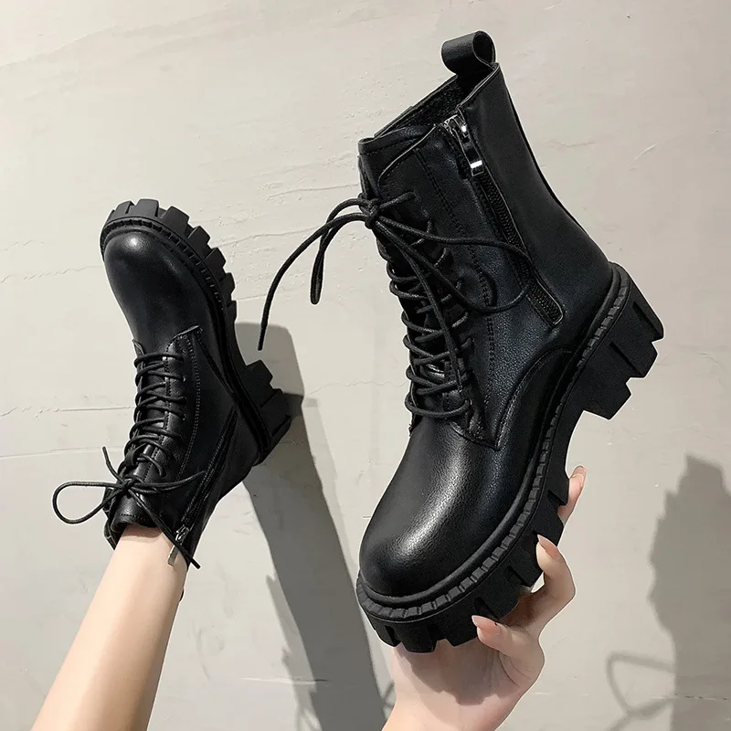 

Женские ботильоны из ПУ кожи, на массивном каблуке