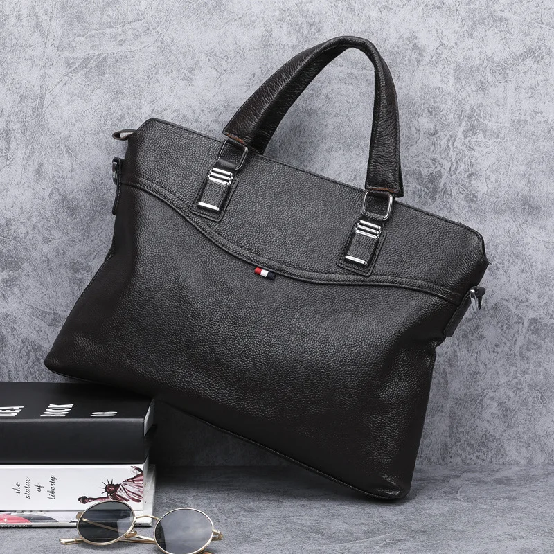 

Male Genuine Leather Handbag messenger Business Affairs office bag designer luxury brand men Briefcase Single Shoulder Satchel