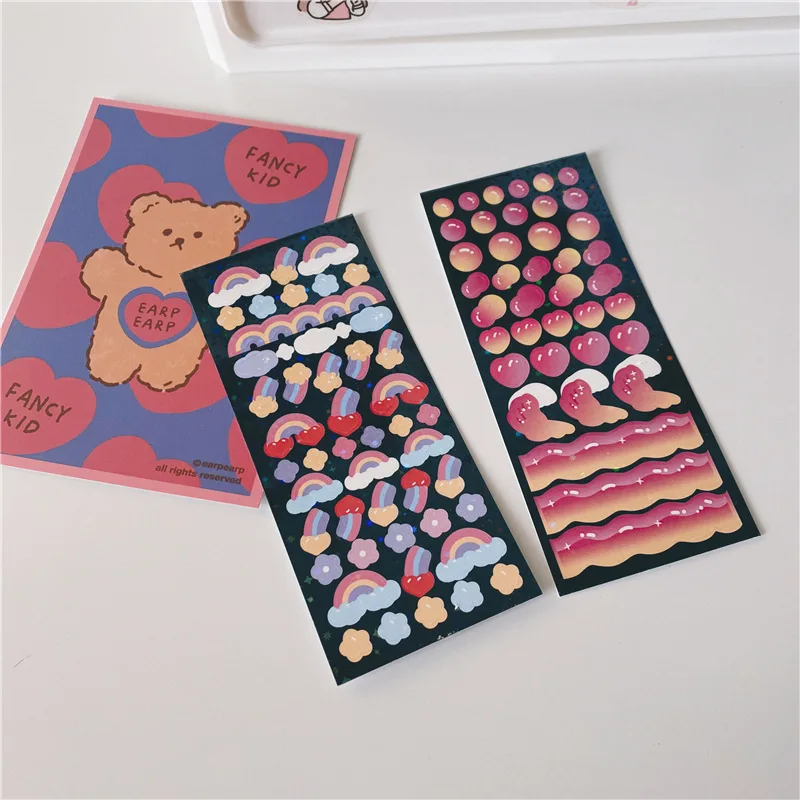 Ins Цвет волны лазера рисунком в виде радуги наклейки этикетки наклейка