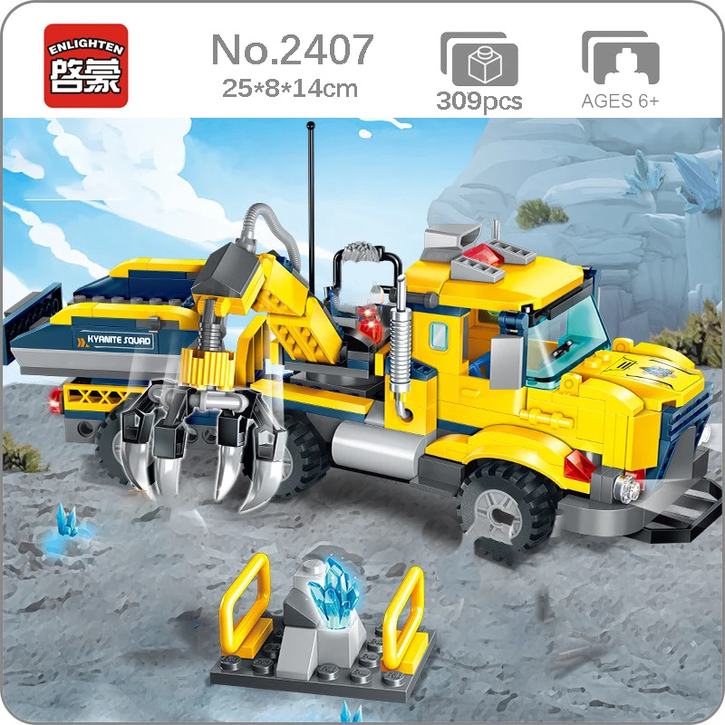 

Enlighten 2407 Kyanite Squad Crystal Collect Force Truck Crane Vehicle Model Mini Blocks Bricks Building Toy for Children no Box