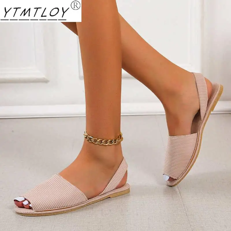 

Сандалии женские из искусственной замши, босоножки на плоской подошве, открытый носок, повседневная обувь, Размеры 35-43, летняя обувь