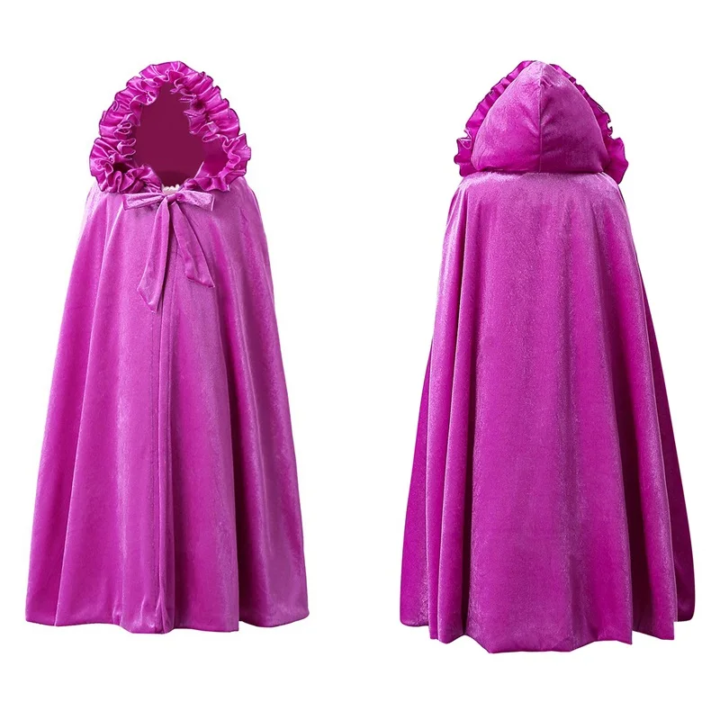 Накидка принцессы с капюшоном для девочек велюровый нарядный костюм детское