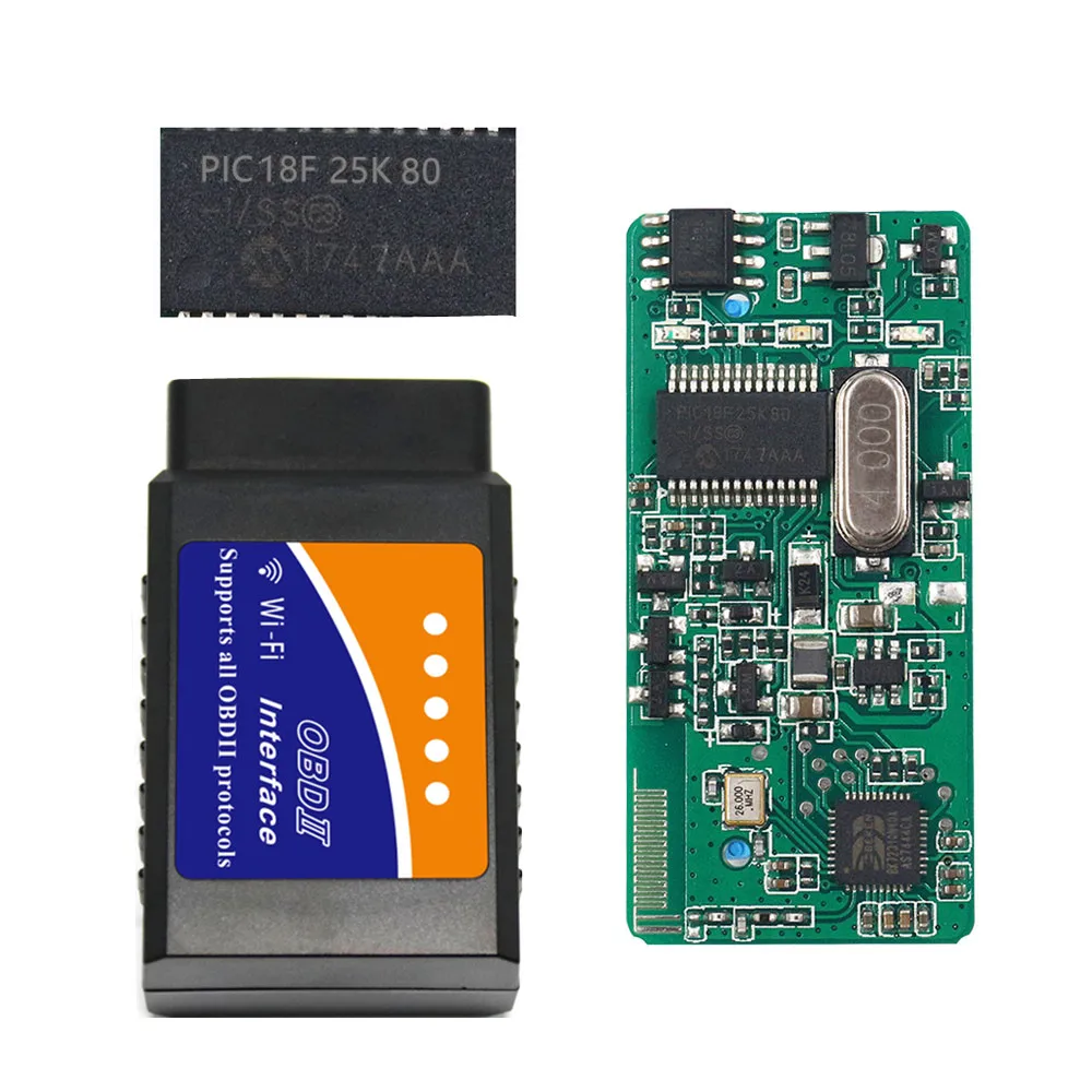 Горячая продажа ELM327 WIFI V1.5 PIC18F25K80 чип для всех протоколов OBDII работает IOS/Android/PC