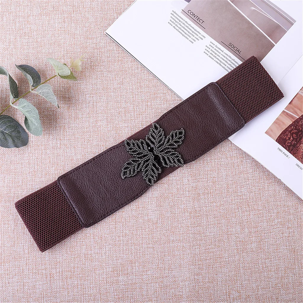 Женский эластичный ремень с резьбой в виде листьев новый дизайн винтажные ремни