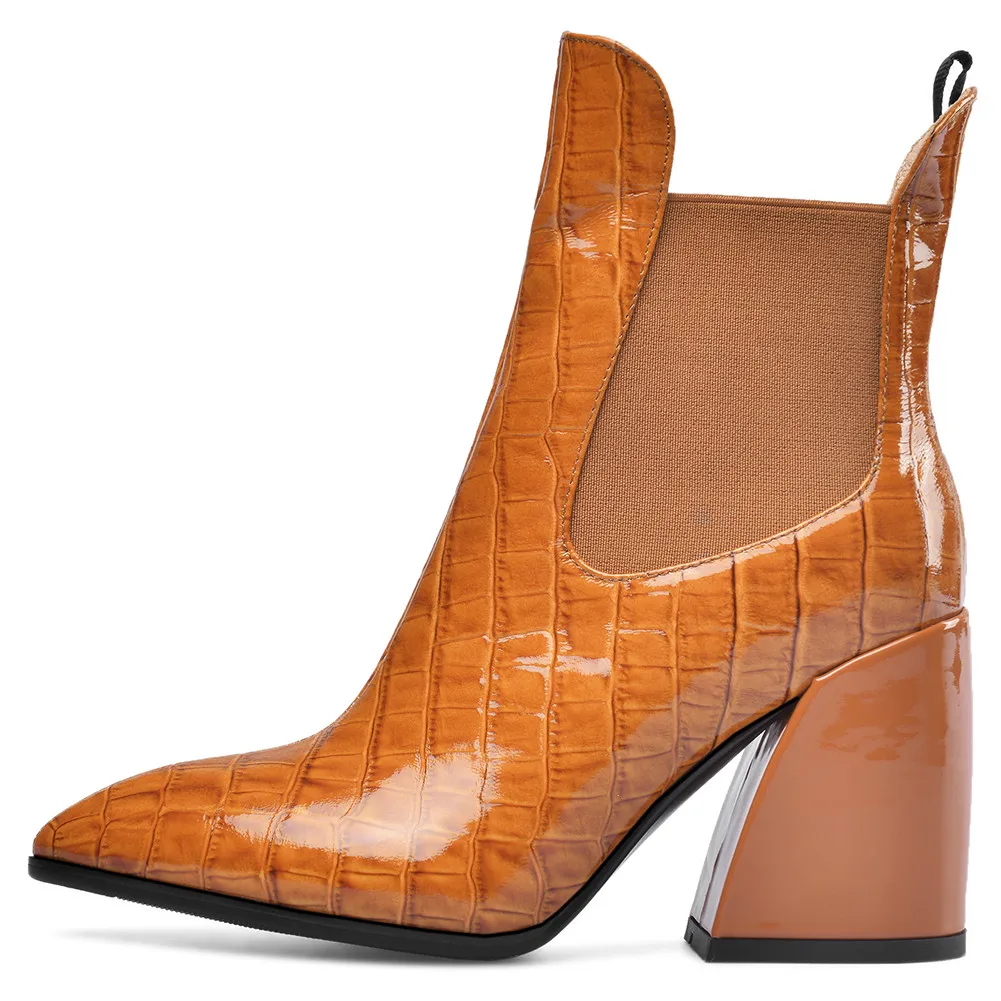 orange 2 no fur BONJOMARISA; Новинка; Размеры 33-43; Роскошные брендовые дизайнерские ботиночки; женские Качественные ботильоны из натуральной кожи; коллекция года; женская обувь на высоком каблуке - Цвет: orange 2 no fur