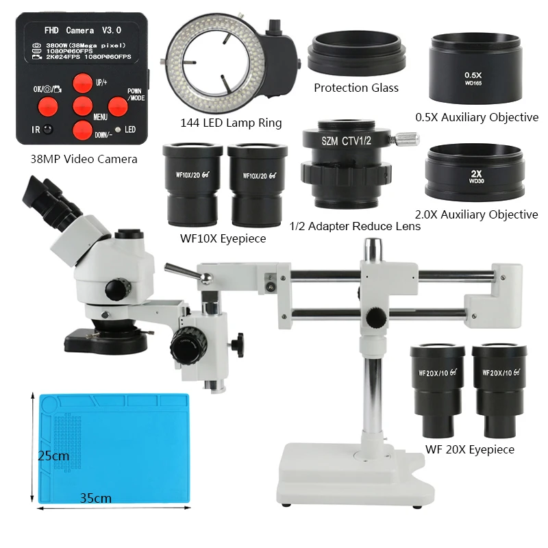 

Тринокулярный микроскоп, 3,5-90X, 48 МП, HDMI, USB, 144 светодиосветодиодный