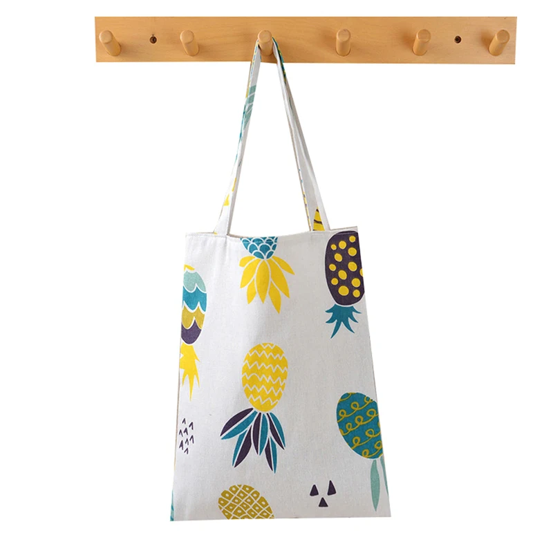 

Fashion Cartoon Cotton Linen Shoulder Bags Outdoor Canvas Women Tote Pouch Grocery Storage Bags Leaf Avocado Shopping Bags