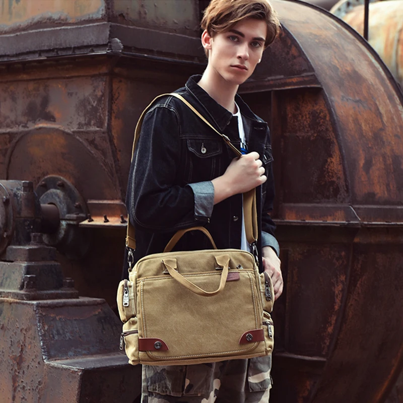 Scione Men Canvas Messenger Bags Brand Business Men's Briefcase Handbags Retro Multifunction Vintage shoulder Bag For Male |