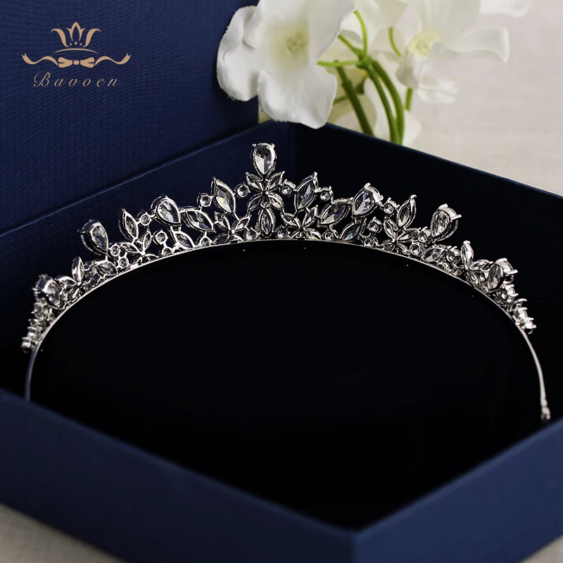Bavoen элегантные сверкающие циркониевые тиары для невесты головные уборы Покрытые Кристаллами Свадебные короны ободки свадебное платье аксессуары для волос