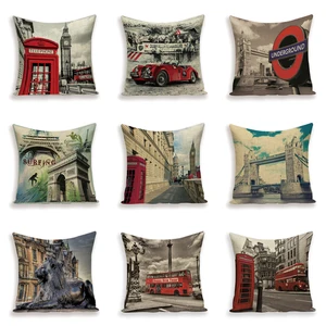 Лондонская модная наволочка для подушки, декоративные подушки для дивана, Биг-Бен-Бус, Наволочка на подушку в английском стиле, диванная подушка для гостиной