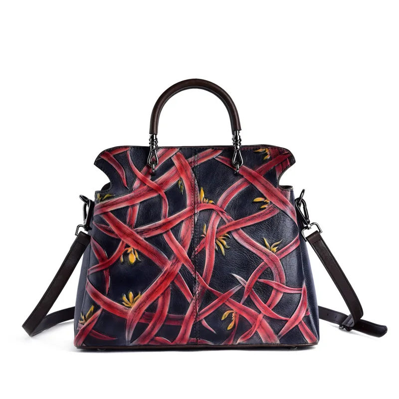 

Popular women's bag leather retro embossed hand rub color large capacity business trip portable bucket bag purses women bags2020