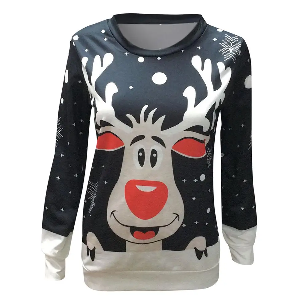 Рождественский свитер женские теплые вязаные пуловеры с рождественским принтом