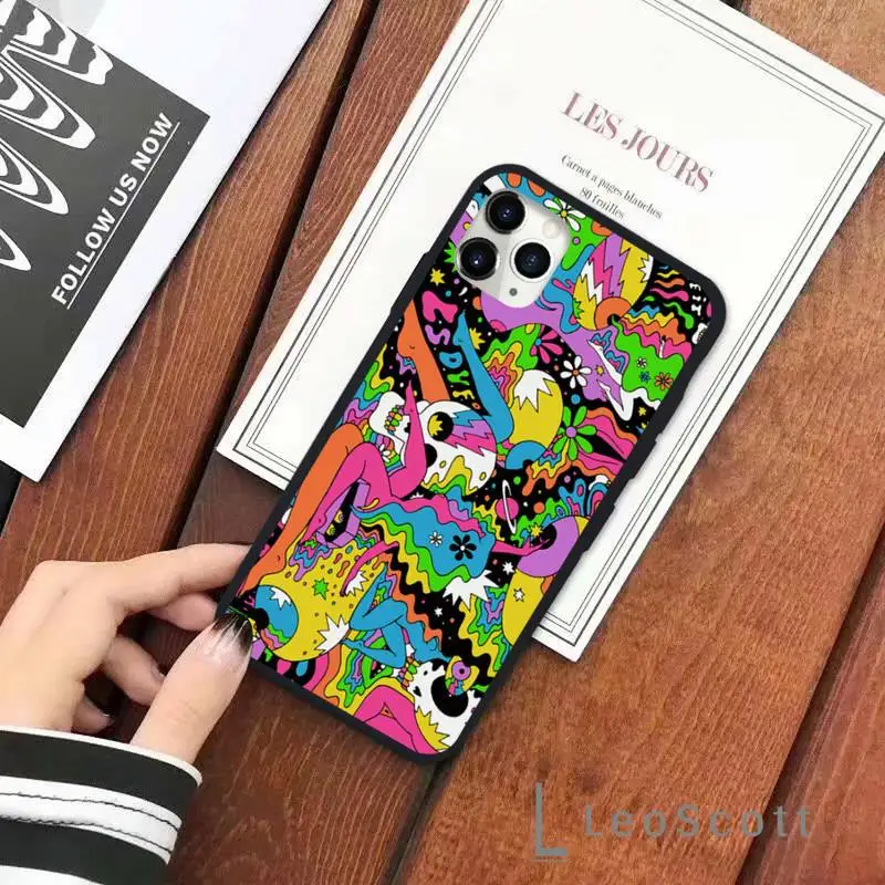 

Colourful Psychedelic Trippy Art Phone Case for iPhone 11 12 pro XS MAX 8 7 6 6S Plus X 5S SE 2020 XR Soft silicone