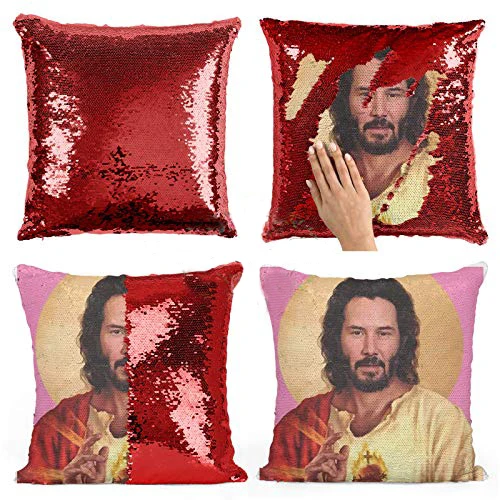 Keanu Reeves-Русалка Реверсивный флип блесток бросок Наволочка-забавные Веселые подарки наволочка