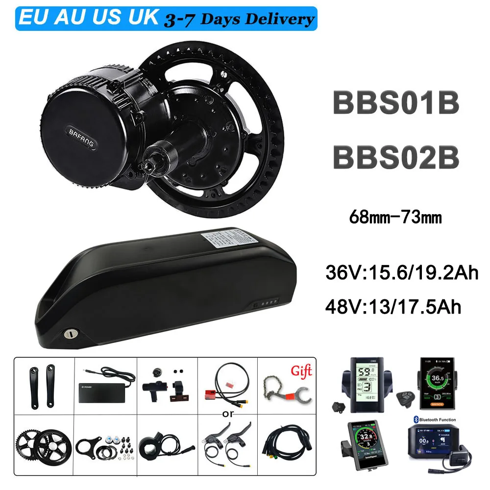 Bafang BBS01B BBS02B BBS02 BBSHD 48 в 500 Вт/750 Вт/1000 Вт 36 250 Вт/350 Вт/500 Средний приводной