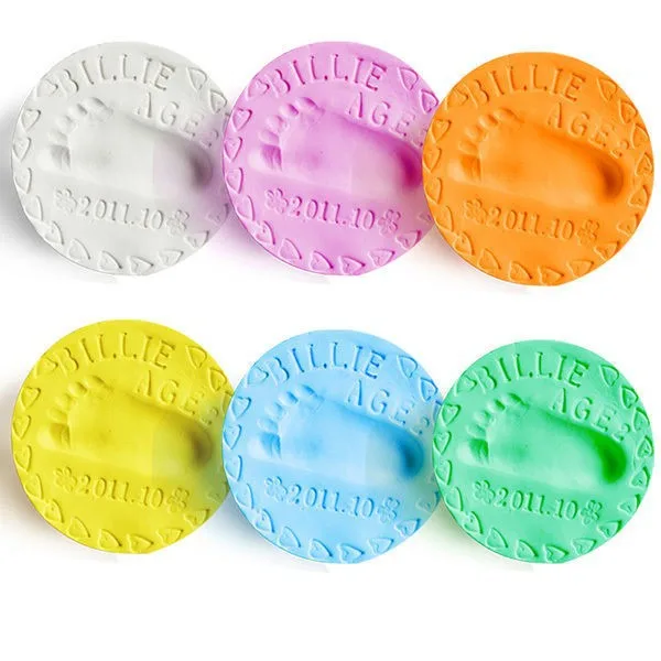 Kit de impresi&oacute;n de arcilla con huella de beb&eacute;, almohadilla de tinta de mano suave para padres e hijos, con memoria de huella dactilar, secado al aire, 30g, 1 unidad-4