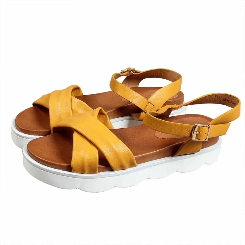 

Yellow Roman Sandals Open Toe Shoes 2021 Summer Buckle Strap Women's Heels Suit Female Beige Cross Gladiator Peep Low Fashion Co