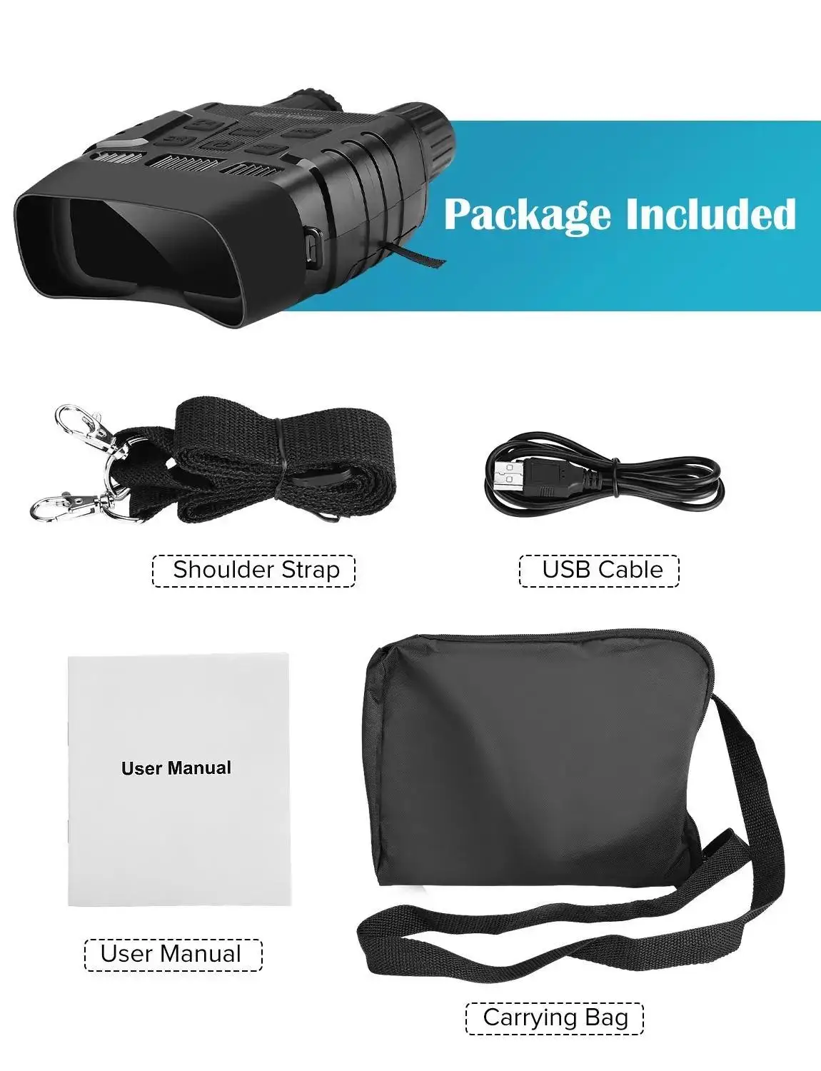 

Night Vision Device Binoculars 300 Yards Digital IR Telescope Zoom Optics with 2.3' Screen Photos Video Recording Hunting Camera