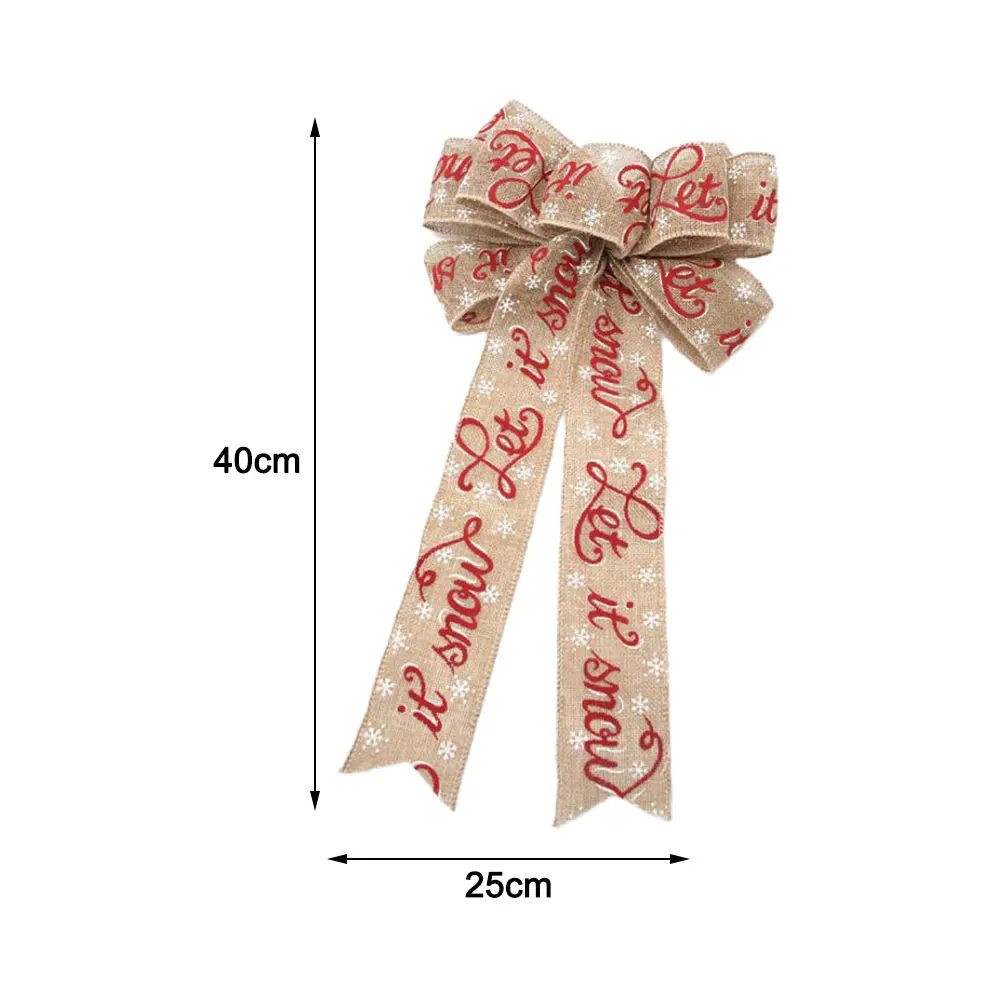 25cm Christmas Bows Large Hanging Decorations Striped Printed Linen Bowknot Tree Ornaments New Year Navidad Decor | Дом и сад