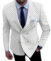 mens dot suits prom notch lapel tuxedos 2 piece double breasted patterned jacket for wedding groomsmen blazerpants