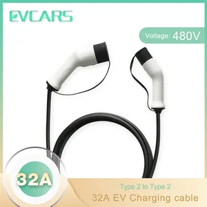 ev charging cable cord 32a 22kw three phase electric vehicle cord for car charger station type 2 female to male plug iec 62196 free global shipping