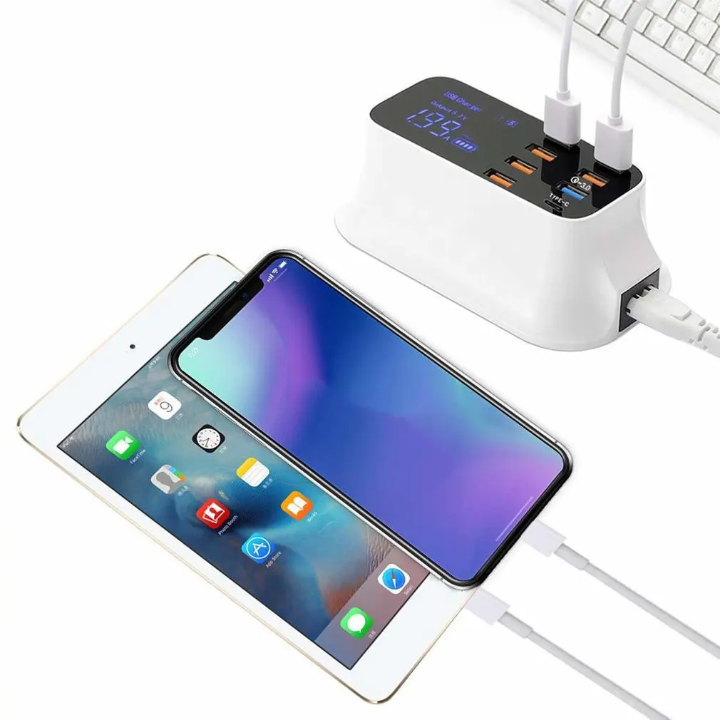 8 портов Быстрая зарядка 3 0 USB зарядное устройство для Android iPhone адаптер 18 Вт PD