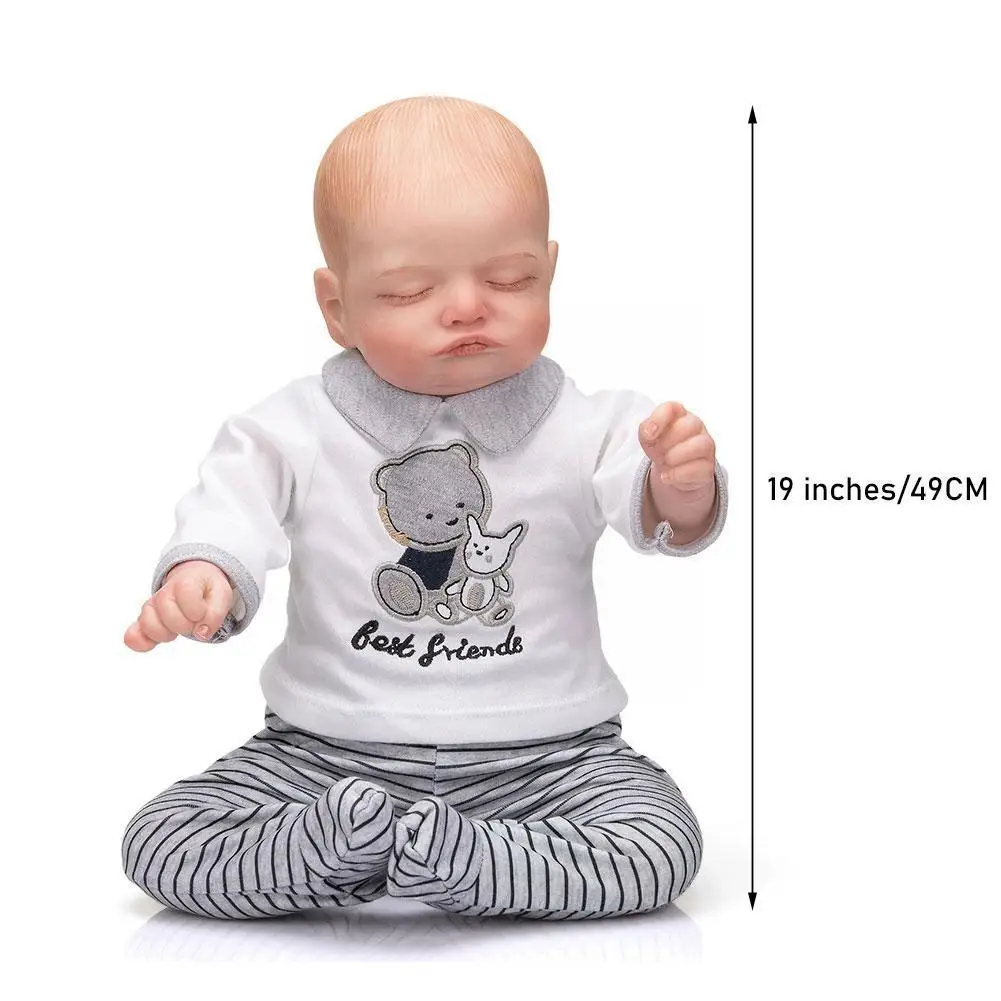 

19 Inches Baby Dolls Reborn Sleeping Baby DIY Toys Soft For Girl Gift Fresh Skin Gift Toys Christmas Color Real C3J9