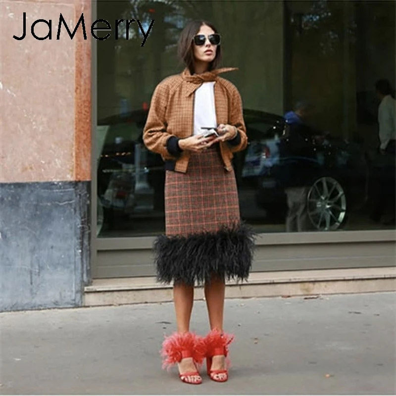 JaMerry винтажный галстук бабочка в клетку Женская куртка пальто с длинным рукавом