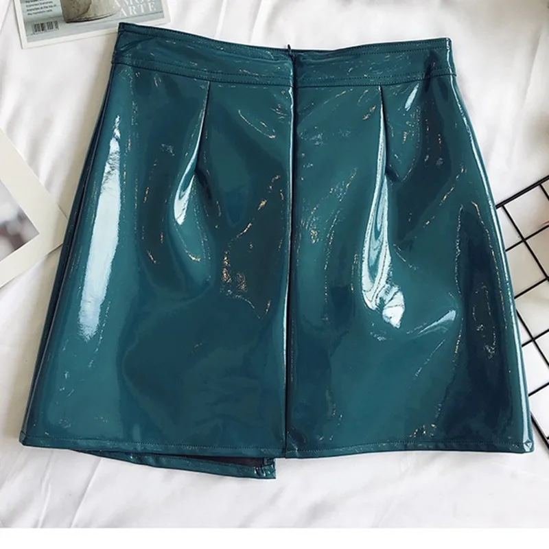 Модная женская мини-юбка из искусственной кожи с высокой талией | Женская одежда