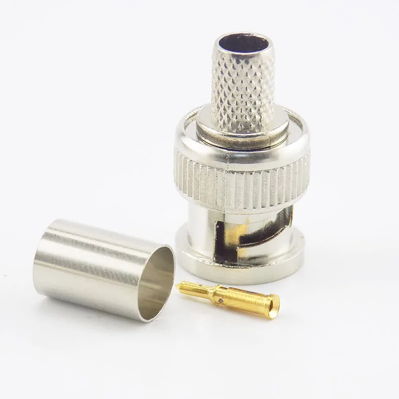

10Pcs/Lot 3 In 1 Cctv Camera Coupler Crimp Connector Bnc Male Bnc Connector To Coax Rg59 Connector Cable Accessories