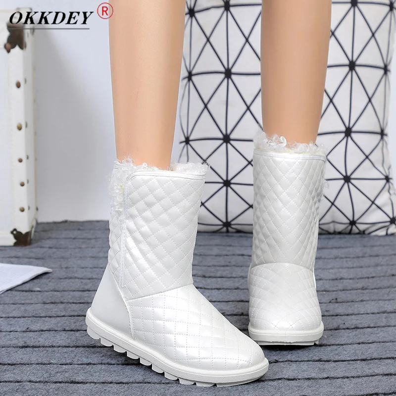 

2021 New Women's Boots Winter White Snow Boots Short Waterproof Upper Non-slip High-quality Plush Black Thickened Botas De Mujer