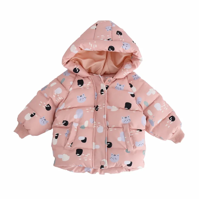 2019 зимнее Детское пальто с рисунком кота утепленная хлопковая стеганая куртка