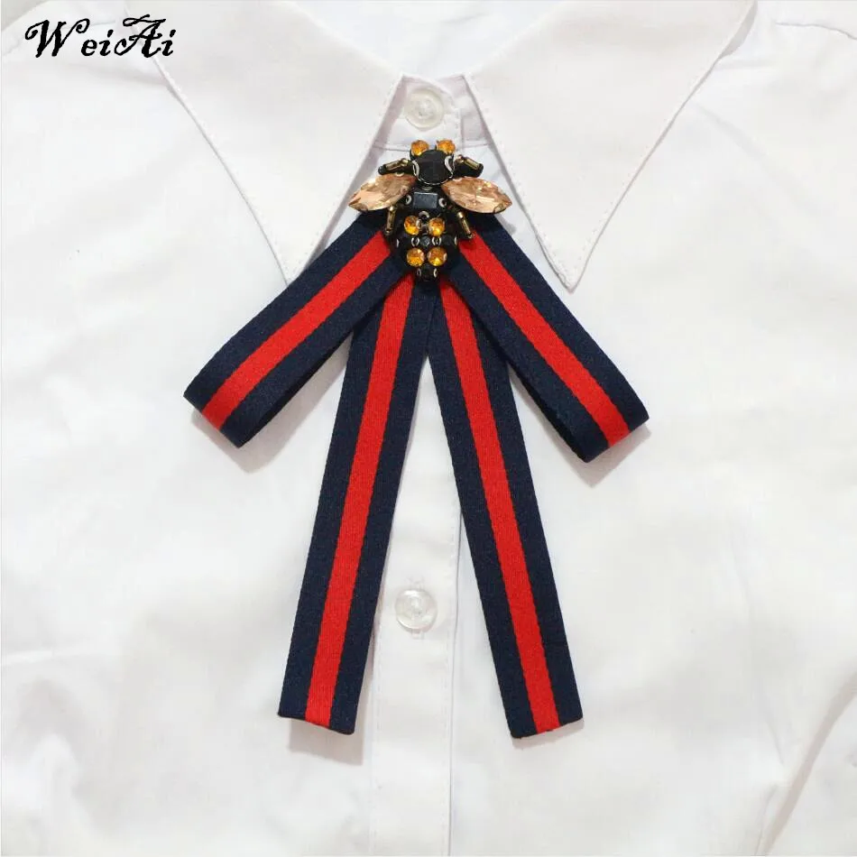 Лента в полоску с бантом заколки ручной работы лента пчелами галстук Женская