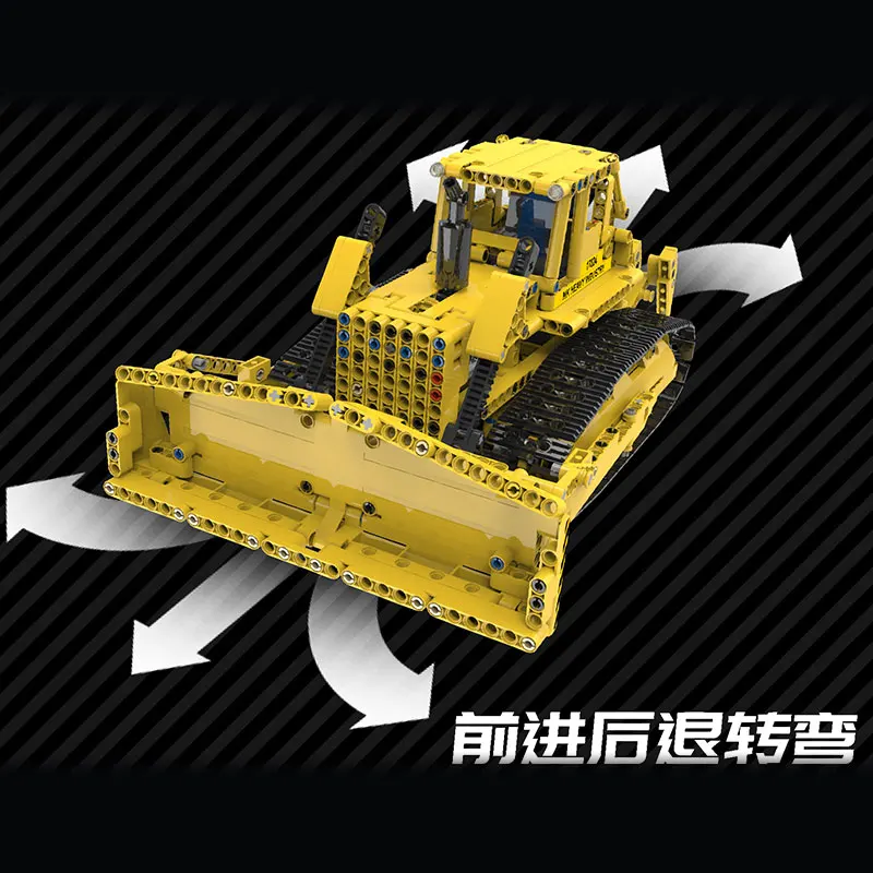 Высокотехнологичный автомобиль MOULD KING 17024 бульдозер с управлением через приложение RC гусеница D8K набор