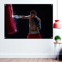 bearded male boxer training wallpaper banner tapestry gym home decor fistfight workout poster wall hanging flag canvas artwork