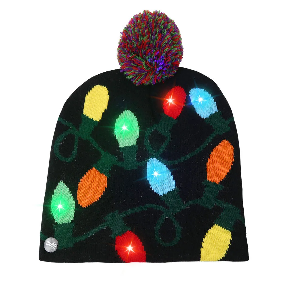 

2020 New Year LED Christmas Knitted Light Up Cap Bright Decoration Romance Christmas Warm Gift Children Adult Christmas Party