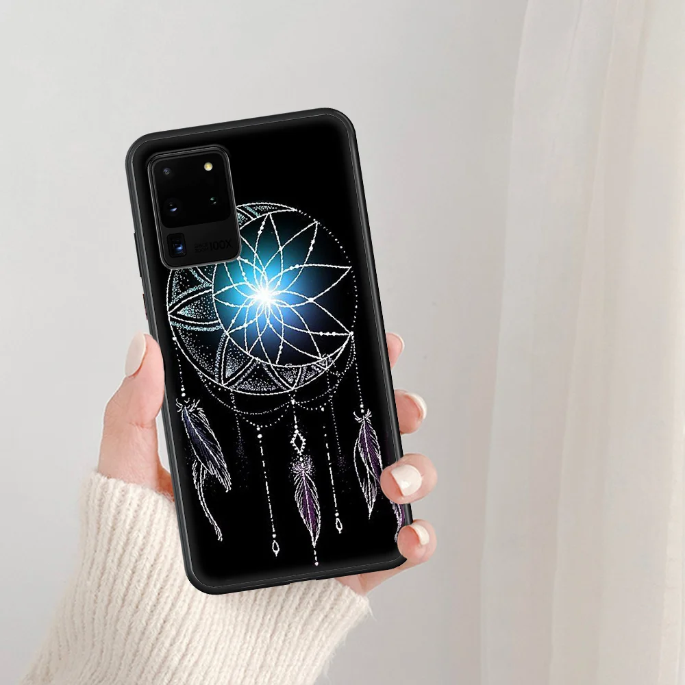 

Sisyber Feather Dream Catcher Phone Case For Samsung Galaxy Note S 8 9 10 20 Plus E Lite Uitra black Bumper Luxury Waterproof