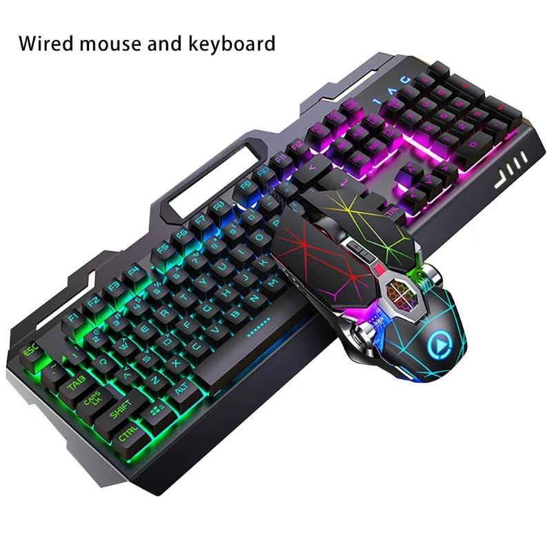 

104Keys RGB Aluminum Alloy Gaming Keyboard and RGB Gaming Mouse Set with Mobile Phone Stand Function Key