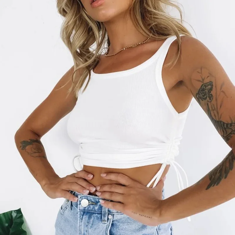 

No sleeves frilled season regatta T-shirt women strong casual fashion harvest women mooring crop top summer fitness