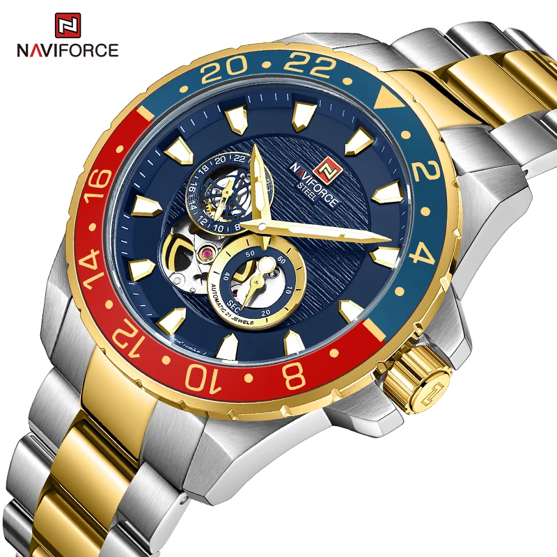 

NAVIFORCE Luxury Fashion Automatic Mechanical Watch Men's Miyota Movement 10ATM Dive Business Clock Men Full Steel Reloj Hombre